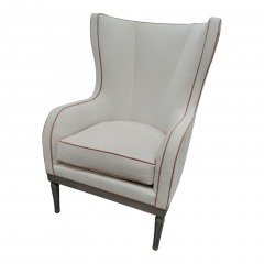 Century Furniture White w Salmon Trim Wingback Chair