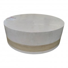 Vanguard Alba Cocktail Table White Agate Clad w Rattan