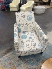 White & Teal Floral Recliner