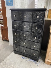 Black Faux Marble Front 5 Drawer Dresser