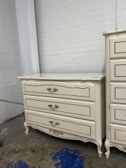 French Provincial 3 Drawer Longboy Dresser