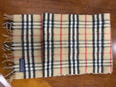 Vintage Burberry Cashmere & Wool Checkered Scarf