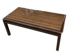 Century Furn. Rectangular Brown Striped Glass Top Coffee Table (as is)