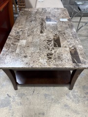 Espresso Faux Marble Top Coffee Table