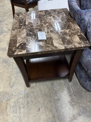Espresso Faux Marble End Table