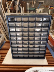 60 Drawer Blue Plastic Cabinet