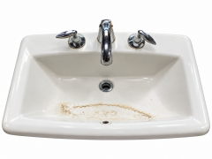 White Bathroom Sink with Chrome Faucet
