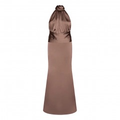 4351 P8 | PRETTY LITTLE THING High Neck Tie Satin Maxi Dress