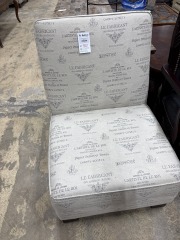 French Print Armless Chair