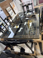 Black Lacquer Chinoiserie Dining Table W\/6 Chairs