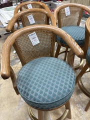 Cane Backed Upholstered Kitchen Stool