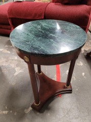 SMALL ROUND GREEN MARBLE TOP TABLE