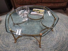 BRASS GLASS TOP COFFEE TABLE
