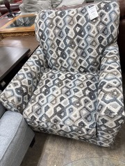 Blue\/Grey\/Beige Geometric Pattern Arm Chair
