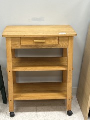 Oak Rolling Kitchen Cart