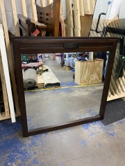 Modern Dark Wood Mirror (40x41)