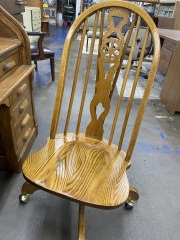 Solid Wood Rolling Office Chair