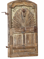 Carved Antique Sunburst Wood Door