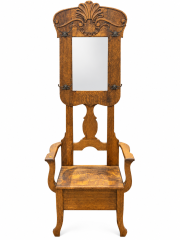 Vintage Antique Solid Oak Hall Tree Seat With Mirror