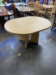 Modern Light Wood Dining Table with Sculptural Base
