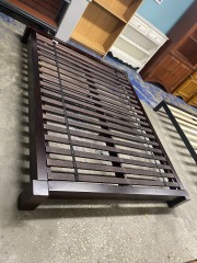 Low Dark Wood Queen Platform Bed Frame