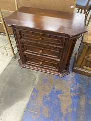 Daunting Dark Wood Look Three Drawer Nightstand