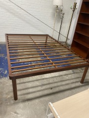 Tall Brown Full Platform Bed Frame