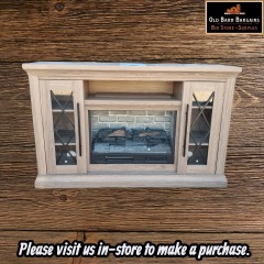 WHALEN 58 INCH FIREPLACE CONSOLE MEDIUM & LIGHT CAMEL TAN ASH GRAIN ASSEMBLED MSRP $635.64